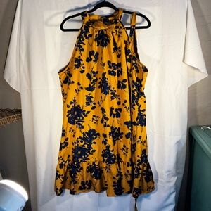 Shein Yellow/Gold & Navy Blue Dress — 1XL